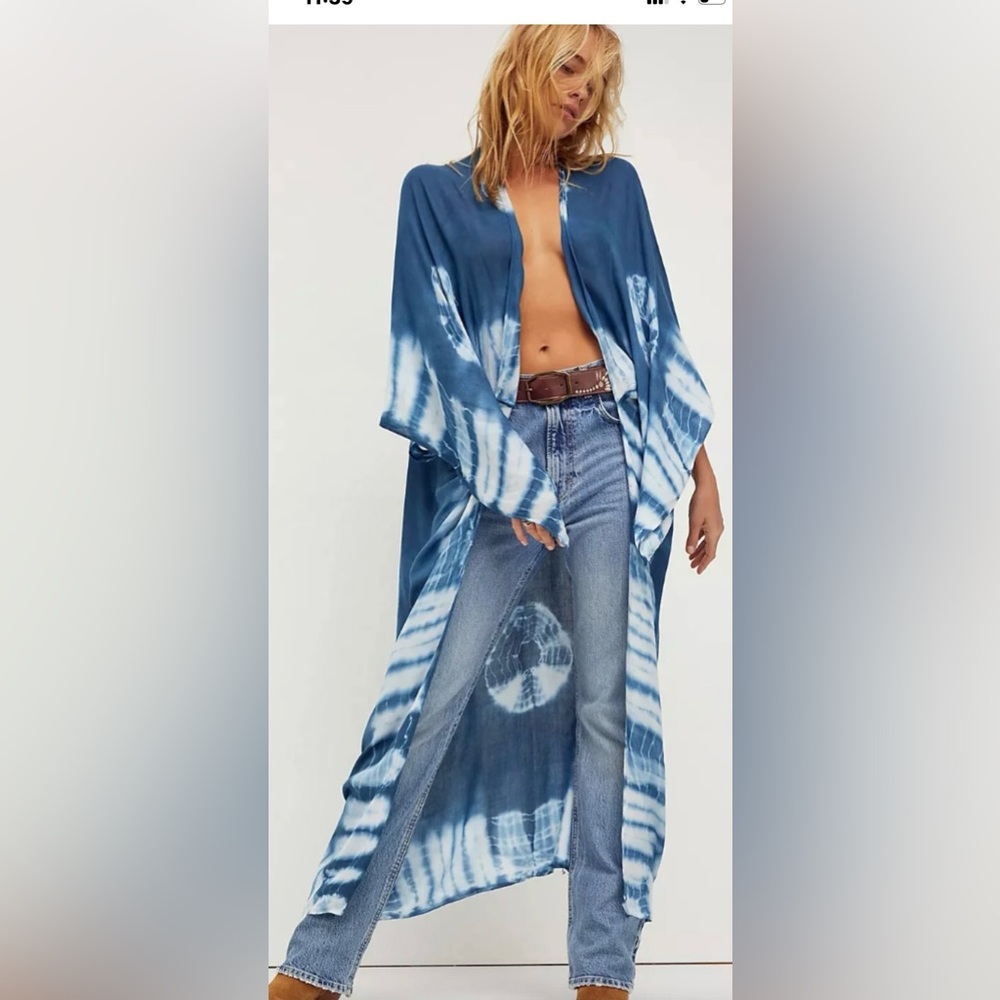 Free People Blue Tie-Dye Swim Coverup Size O/S